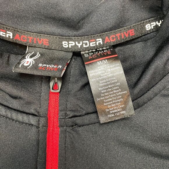 Spyder Active Shirt Men's Medium Black ProwB Long Sleeve Quarter Zip Pullover - Picture 7 of 16